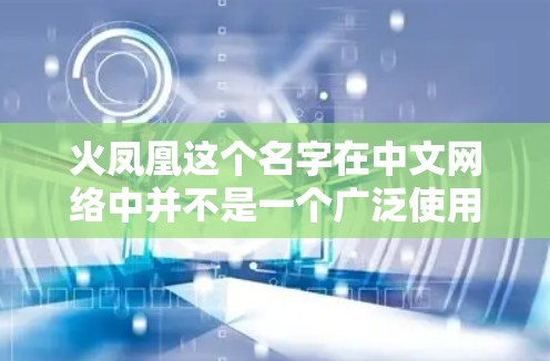火凤凰这个名字在中文网络中并不是一个广泛使用的网络软件或平台，可能是一个网络平台名称的误写或误解。如果你指的是某个特定的网络软件或平台，建议你提供更多上下文信息，以便更准确地帮助你找到所需的解决方案