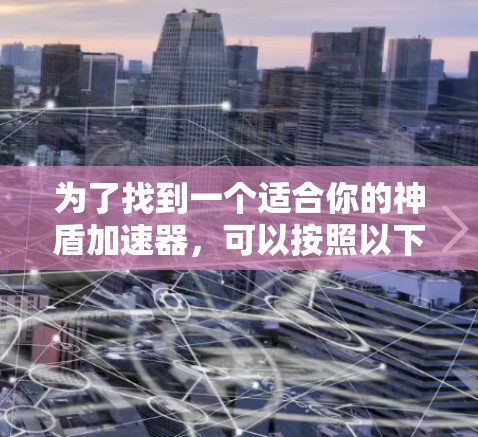 为了找到一个适合你的神盾加速器，可以按照以下步骤进行