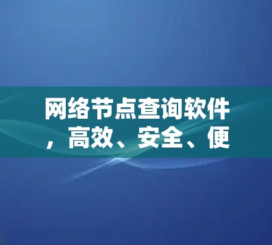 网络节点查询软件，高效、安全、便捷的网络管理工具